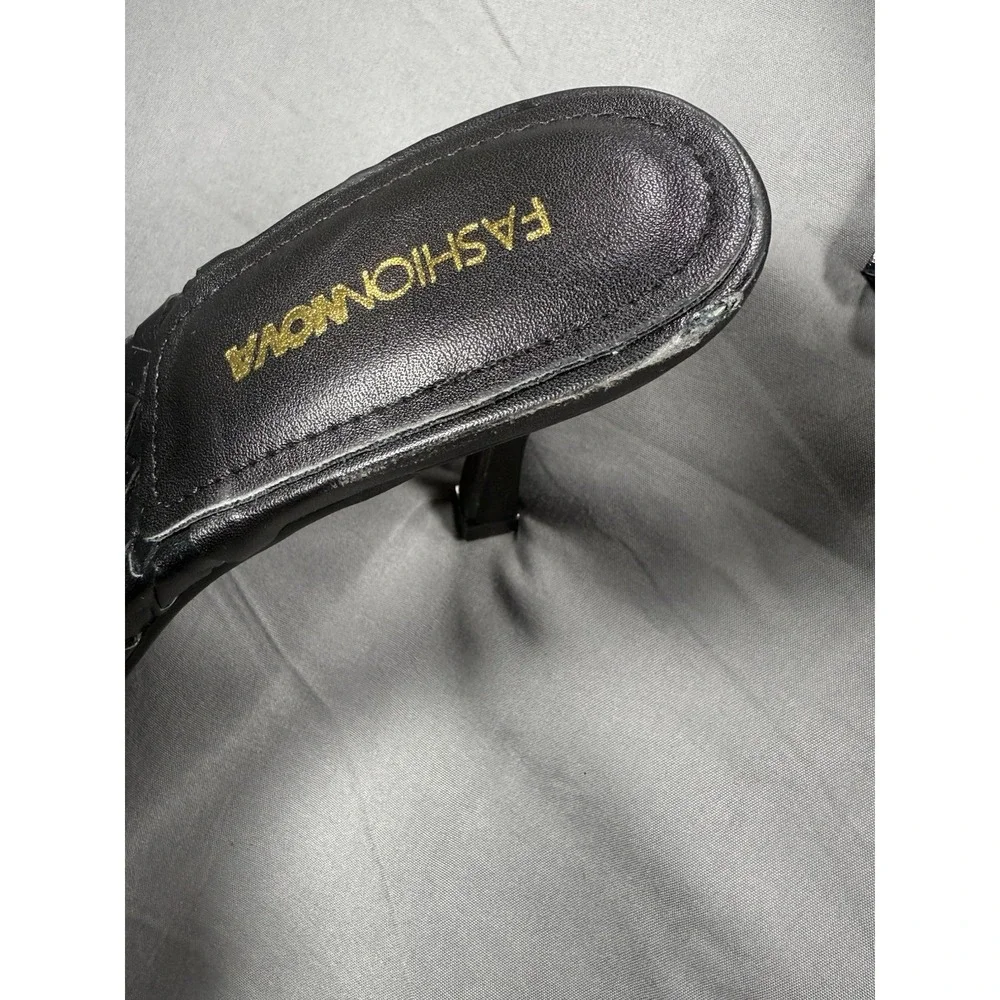 Fashion Nova My Point Of View Heeled Mules, Black, Size 7.5- Square  MSRP $34.99